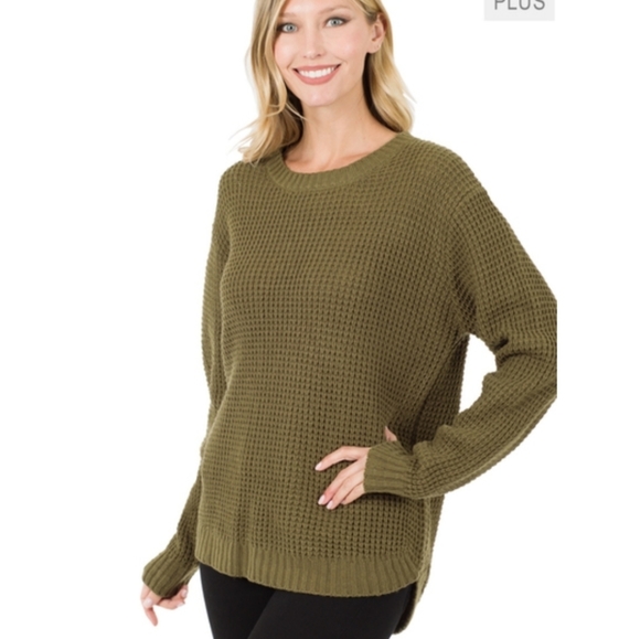 Cozy Long Sleeve Round Neck Sweater Plus Sizes - Picture 1 of 4